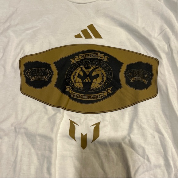 Mens Adidas Lionel Messi Campeon De America Shirt White - Picture 2 of 4